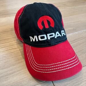 Mopar Logo Open Road Brand Red and Black 100% cotton Adjustable Baseball Cap